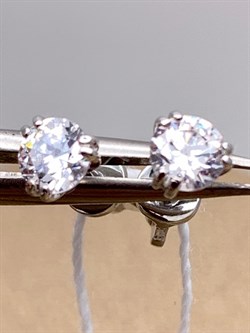 *Пусеты Белый Фианит цв Белое арт. 02-0356-00-501-1120-38-469 (вес 1,18 г) - фото 341863