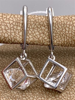 *Серьги Белый Фианит цв Белое арт. 02-4343-00-501-1120-38-129 (вес 3,66 г) - фото 341885