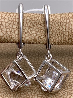 *Серьги Белый Фианит цв Белое арт. 02-4343-00-501-1120-38-129 (вес 3,66 г) - фото 341886