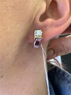 *Серьги Белый Фианит цв Белое и Лимонное арт. 02-4221-00-501-1121-67-419 (вес 5,23 г) - фото 341900