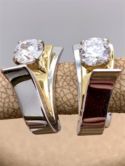 *Серьги Белый Фианит цв Белое и Лимонное арт. 02-4221-00-501-1121-67-419 (вес 5,23 г) - фото 341902