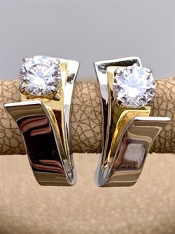 *Серьги Белый Фианит цв Белое и Лимонное арт. 02-4221-00-501-1121-67-419 (вес 5,23 г) - фото 341903