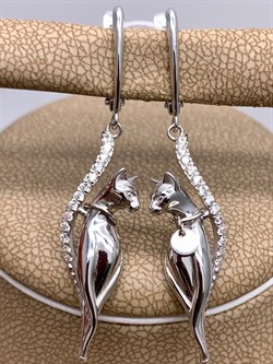 *Серьги Белый Фианит цв Белое арт. 02-4396-00-401-1120-48-384 (вес 6,61 г) - фото 341936