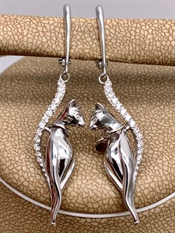 *Серьги Белый Фианит цв Белое арт. 02-4396-00-401-1120-48-384 (вес 6,61 г) - фото 341937