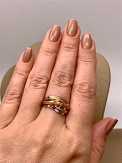 *Кольцо р.17,5 цв Красное, Белое арт. 01-5139-00-000-1111-48-739 (вес 3,63 г) - фото 342118