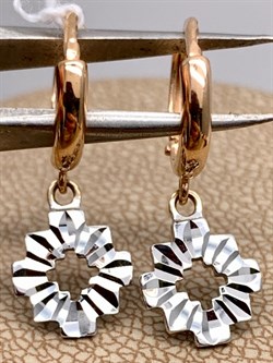 *Серьги Конго цв Красное, Белое арт. 02-0617-00-000-1111-04-408 (вес 2,28 г) - фото 342238