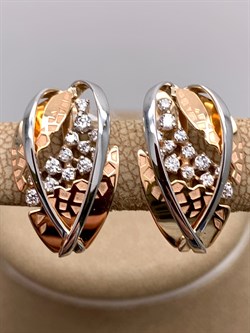 *Серьги Белый Фианит цв Красное и Белое арт. 02-4008-00-401-1111-48-972 (вес 3,91 г) - фото 342529