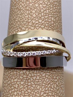 *Кольцо р.20 Белый Фианит цв  Лимонное, Белое арт. 01-5239-00-401-1121-42-419 (вес 4,61 г) - фото 342913