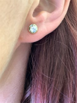 *Пусеты Белый Фианит цв  Лимонное, Белое арт. 02-4303-00-501-1121-38-350 (вес 1,9 г) - фото 342920