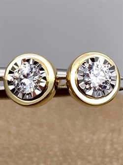 *Пусеты Белый Фианит цв  Лимонное, Белое арт. 02-4303-00-501-1121-38-350 (вес 1,9 г) - фото 342923