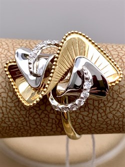 *Кольцо р.17 Белый Фианит цв  Лимонное, Белое арт. 01-5065-00-401-1121-48-611 (вес 2,5 г) - фото 342935