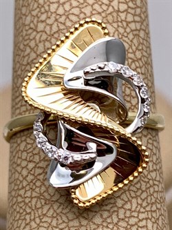 *Кольцо р.17 Белый Фианит цв  Лимонное, Белое арт. 01-5065-00-401-1121-48-611 (вес 2,5 г) - фото 342937