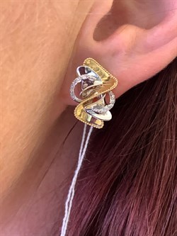 *Серьги Белый Фианит цв  Лимонное, Белое арт. 02-4007-00-401-1121-48-930 (вес 3,98 г) - фото 342943