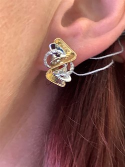 *Серьги Белый Фианит цв  Лимонное, Белое арт. 02-4007-00-401-1121-48-930 (вес 3,98 г) - фото 342944