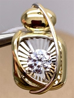 *Подвеска Белый Фианит цв  Лимонное, Белое арт. 03-2935-00-501-1121-38-719 (вес 1,81 г) - фото 342962