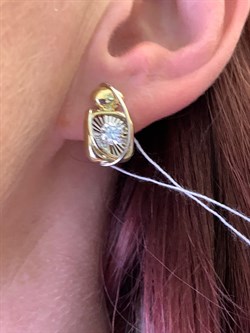 *Серьги Белый Фианит цв  Лимонное, Белое арт. 02-4277-00-501-1121-38-133 (вес 4,25 г) - фото 342967