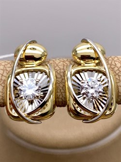 *Серьги Белый Фианит цв  Лимонное, Белое арт. 02-4277-00-501-1121-38-133 (вес 4,25 г) - фото 342968