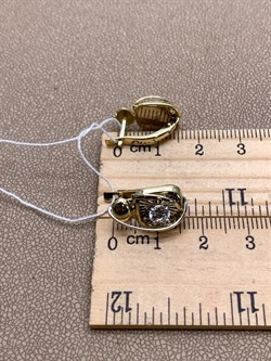 *Серьги Белый Фианит цв  Лимонное, Белое арт. 02-4277-00-501-1121-38-133 (вес 4,25 г) - фото 342971