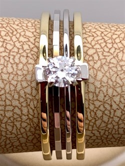 *Кольцо р.19,5 Белый Фианит цв Лимонное, Белое арт. 01-5238-00-501-1121-38-971 (вес 4,26 г) - фото 342976