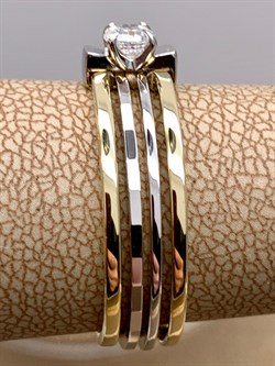 *Кольцо р.19,5 Белый Фианит цв Лимонное, Белое арт. 01-5238-00-501-1121-38-971 (вес 4,26 г) - фото 342977