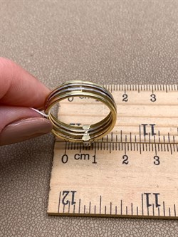 *Кольцо р.19,5 Белый Фианит цв Лимонное, Белое арт. 01-5238-00-501-1121-38-971 (вес 4,26 г) - фото 342980