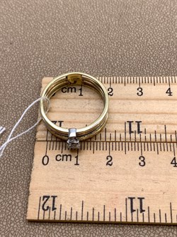 *Кольцо р.19,5 Белый Фианит цв Лимонное, Белое арт. 01-5238-00-501-1121-38-971 (вес 4,26 г) - фото 342981