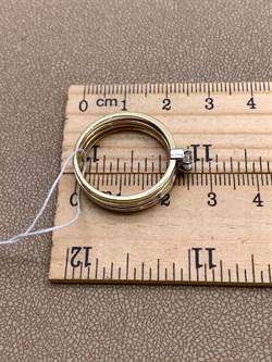 *Кольцо р.19,5 Белый Фианит цв Лимонное, Белое арт. 01-5238-00-501-1121-38-971 (вес 4,26 г) - фото 342982