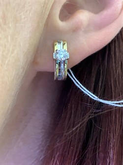 *Серьги Белый Фианит цв  Лимонное, Белое арт. 02-4294-00-501-1121-38-540 (вес 3,93 г) - фото 342984