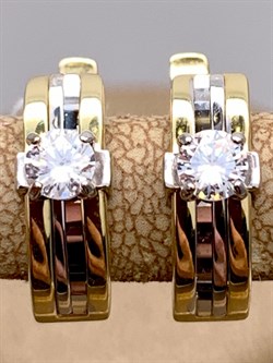 *Серьги Белый Фианит цв  Лимонное, Белое арт. 02-4294-00-501-1121-38-540 (вес 3,93 г) - фото 342986