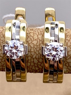 *Серьги Белый Фианит цв  Лимонное, Белое арт. 02-4294-00-501-1121-38-540 (вес 3,93 г) - фото 342987