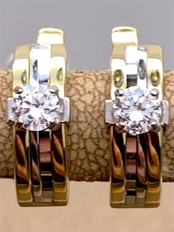 *Серьги Белый Фианит цв  Лимонное, Белое арт. 02-4294-00-501-1121-38-540 (вес 3,93 г) - фото 342988