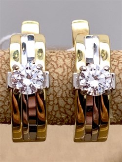 *Серьги Белый Фианит цв  Лимонное, Белое арт. 02-4294-00-501-1121-38-540 (вес 3,93 г) - фото 342989