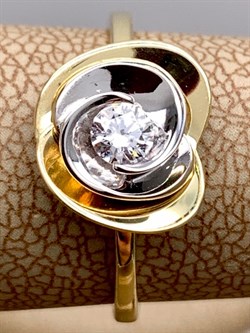 *Кольцо р.17 Белый Фианит цв  Лимонное, Белое арт. 01-5263-00-501-1121-38-546 (вес 3,04 г) - фото 343024