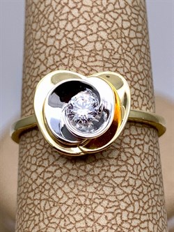 *Кольцо р.17 Белый Фианит цв  Лимонное, Белое арт. 01-5263-00-501-1121-38-546 (вес 3,04 г) - фото 343026