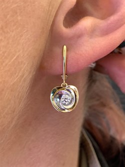 *Серьги Белый Фианит цв  Лимонное, Белое арт. 02-4327-00-501-1121-38-476 (вес 3,53 г) - фото 343033