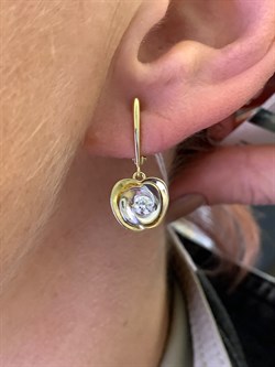 *Серьги Белый Фианит цв  Лимонное, Белое арт. 02-4327-00-501-1121-38-476 (вес 3,53 г) - фото 343034