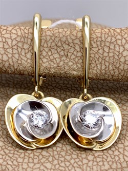 *Серьги Белый Фианит цв  Лимонное, Белое арт. 02-4327-00-501-1121-38-476 (вес 3,53 г) - фото 343035