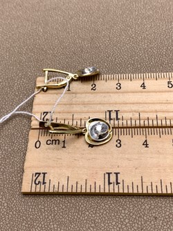 *Серьги Белый Фианит цв  Лимонное, Белое арт. 02-4327-00-501-1121-38-476 (вес 3,53 г) - фото 343039