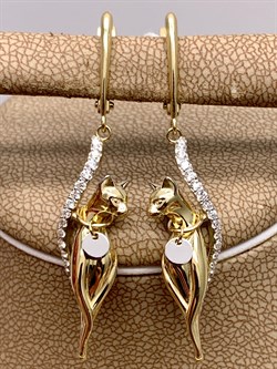 *Серьги Белый Фианит цв  Лимонное, Белое арт. 02-4396-00-401-1121-48-411 (вес 6,99 г) - фото 343044