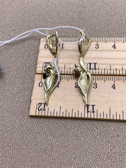 *Серьги Белый Фианит цв  Лимонное, Белое арт. 02-4396-00-401-1121-48-411 (вес 6,99 г) - фото 343045 *Серьги Белый Фианит цв  Лимонное, Белое арт. 02-4396-00-401-1121-48-411 (вес 6,99 г) - фото 343045