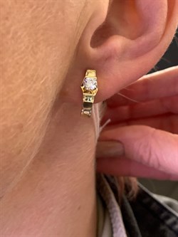 *Серьги Белый Фианит цв  Лимонное, Белое арт. 02-4320-00-501-1121-38-676 (вес 4,13 г) - фото 343050