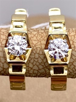 *Серьги Белый Фианит цв  Лимонное, Белое арт. 02-4320-00-501-1121-38-676 (вес 4,13 г) - фото 343052