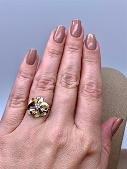 *Кольцо р.16,5 Белый Фианит цв  Лимонное, Белое арт. 01-5014-00-401-1121-48-200 (вес 2,1 г) - фото 343066