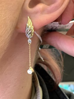 *Серьги Белый Фианит цв  Лимонное, Белое арт. 02-4333-00-501-1121-38-814 (вес 3,98 г) - фото 343089