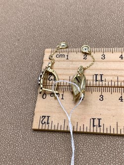 *Серьги Белый Фианит цв  Лимонное, Белое арт. 02-4333-00-501-1121-38-814 (вес 3,98 г) - фото 343095