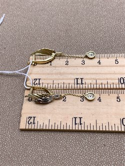 *Серьги Белый Фианит цв  Лимонное, Белое арт. 02-4333-00-501-1121-38-814 (вес 3,98 г) - фото 343096