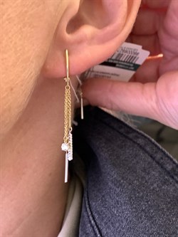 *Серьги Белый Фианит цв  Лимонное, Белое арт. 02-4312-00-501-1121-38-325 (вес 2,81 г) - фото 343098