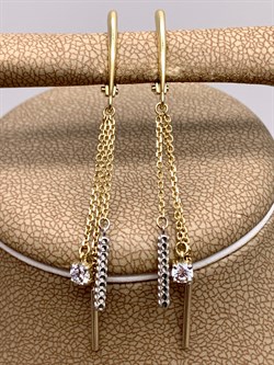 *Серьги Белый Фианит цв  Лимонное, Белое арт. 02-4312-00-501-1121-38-325 (вес 2,81 г) - фото 343100