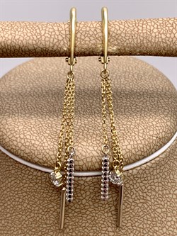 *Серьги Белый Фианит цв  Лимонное, Белое арт. 02-4312-00-501-1121-38-325 (вес 2,81 г) - фото 343101