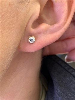 *Пусеты Белый Фианит цв  Лимонное, Белое арт. 02-4307-00-501-1121-38-435 (вес 1,66 г) - фото 343105